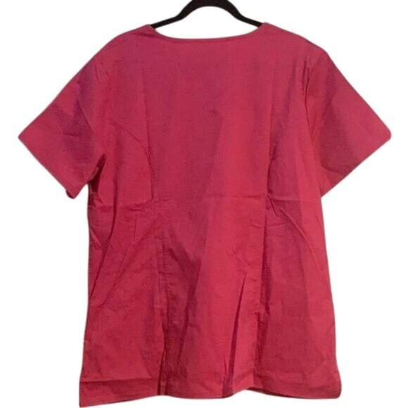 Cherokee Workwear Core Stretch Scrub Top XL Womens Pink Short Sleeve V-Neck With - Picture 3 of 7